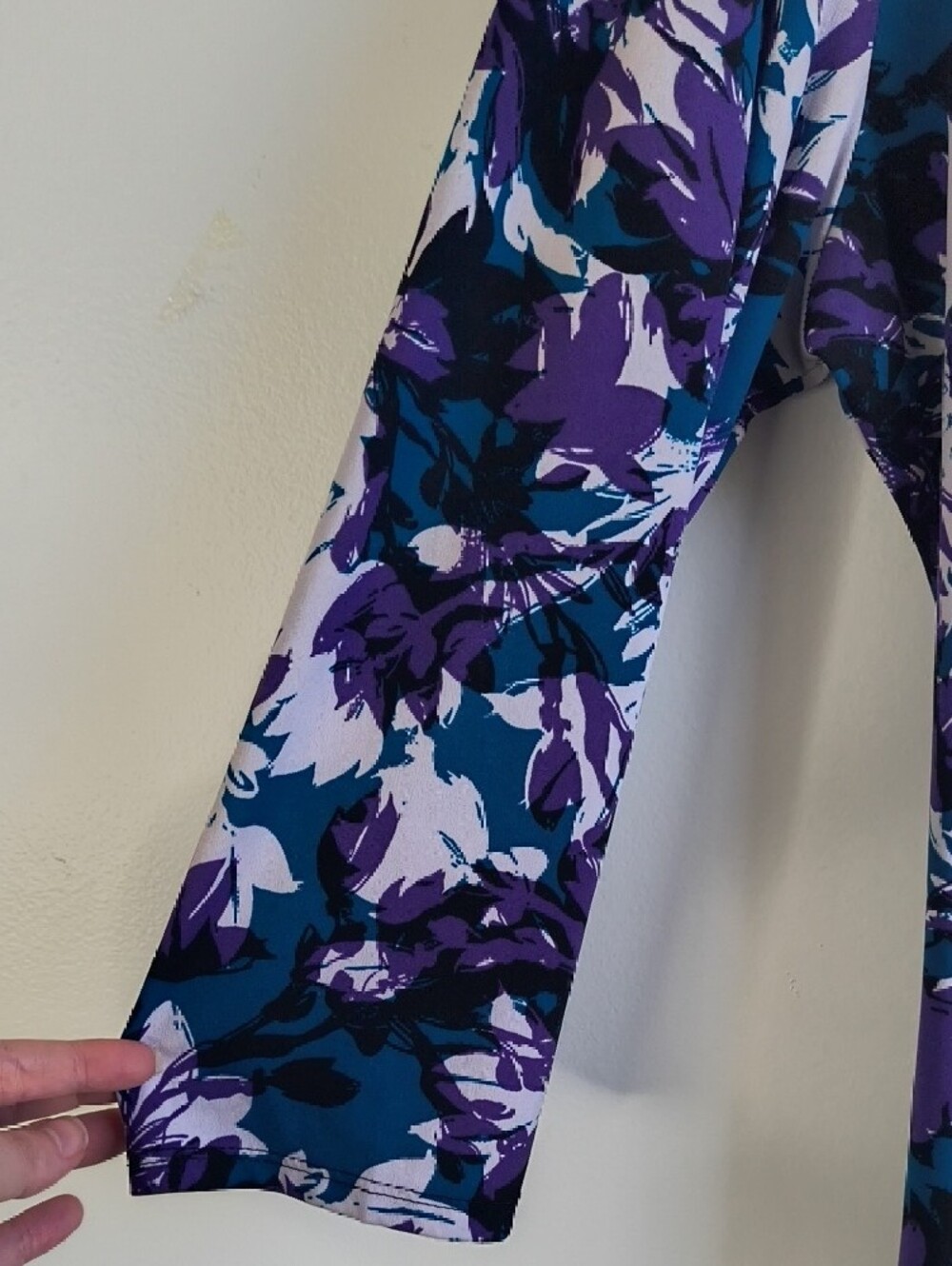 Floral Wrap Top in Teal and Purple - Picture 2 of 6
